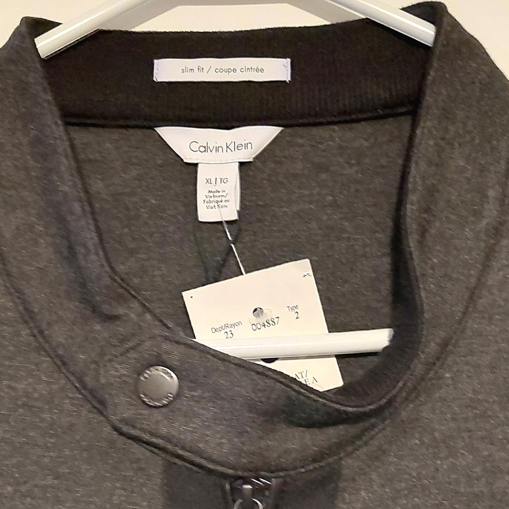 Calvin Klein Men's Black Zip-Up Jacket with Leather Accents & Pockets NWT Sz. XL - Picture 7 of 16